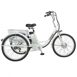 Gpzj Vélos électriques tricycle électrique vélo adulte à 3 roues vélo à assistance électrique avec panier arrière panier de nourriture sortie shopping 48V12ah scooter pédale électrique 24 pouces unique 250w moteur main-d'œ