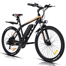 Vivi vélo VIVI Vélo Électrique Adulte Vélo de Montagne 26" avec Moteur 350W, Batterie 36V / 8Ah Amovible / Engrenages 21 Vitesses / Vitesse Maximum 32km / h / Kilométrage de Recharge Jusqu'à 50km (Noir et Orange)