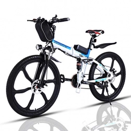 Vivi vélo VIVI Vélo Électrique Pliable Adulte Vélo de Montagne avec 26" Roue Intégrée, Moteur 350W, Batterie 36V / 8Ah / Engrenages 21 Vitesses / 32km / h / Kilométrage de Recharge Jusqu'à 40km (Bleu)