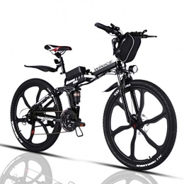 Vivi vélo VIVI Vélo Électrique Pliable Adulte Vélo de Montagne avec 26" Roue Intégrée, Moteur 350W, Batterie 36V / 8Ah / Engrenages 21 Vitesses / 32km / h / Kilométrage de Recharge Jusqu'à 40km (Noir)
