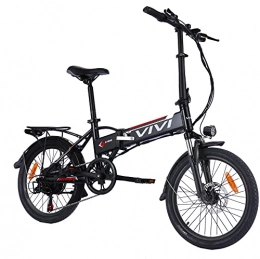 Vivi vélo Vivi Vélo électrique pliable adulte 20" Ebike moteur de 250 W, batterie au lithium amovible de 36 V 8 Ah, 3 modes de travail, professionnel à 7 vitesses (Noir-20 pouces)
