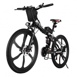 Vivi vélo Vivi vélo électrique Pliable vélo de Montagne électrique pour Adultes 250W Ebike 26 Pouces vélo électrique avec Batterie Amovible 8Ah, Professionnel 21 Vitesses, Suspension Complète (26 Pouces-Noir)