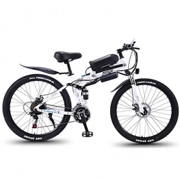 KT Mall vélo Vlo lectrique Pliant De 26 Pouces Pour Adultes Montagne Avec Moteur 350W 21 Vitesses Acier Haute Teneur En Carbone Double Frein Disque Vlo De Ville Pour Les Trajets Quotidiens, Blanc, 8AH