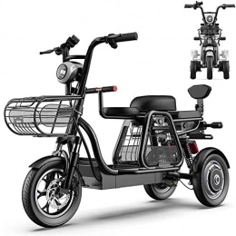 RDJM vélo Vtt electrique, 3 roues Vélos électriques for adultes avec 500W 48V 8A 12 « » Mountain Scooter électrique avec serrure électrique rapide Chargeur de batterie avec parent-enfant Trois Seater Vélo élect