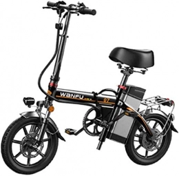 HCMNME Vélos électriques Vélo durable de haute qualité, Vélos électriques, vélos pliants Pliant Ebike Portable Alliage de l'alliage d'aluminium avec batterie de lithium-ion de 148V amovible 14 pouces de 14 pouces for Noir adu