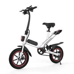 ELLBM vélo Vélo Électrique, 14" E-Bike avec Batterie 36V 10Ah, écran LCD, Velo Electrique Pliable 25 km / h, Vélo Électrique Adulte De Ville Portée 30-40km E-Bike Urbain pour Adulte (Y1-14 Blanc)