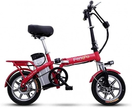 Drohneks vélo Vélo électrique pliable, vélo électrique en aluminium de 14 pouces pour vélo électrique pour adultes avec batterie au lithium intégrée de 48 V 25 Ah, moteur sans balais 250 W et freins mécaniques à