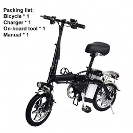Bestshop Vélos électriques Vélo électrique pliant, vélo à batterie au lithium de 14 pouces avec adaptateur standard européen, convient aux adultes pour éviter les embouteillages, augmentation du kilométrage jusqu'à 35 km (noir)