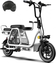 Fangfang vélo Vélos électriques, Trois places scooters électriques for adulte 12 pouces pliant vélo électrique avec siège enfant et Panier de rangement vélo électrique avec pneus antidéflagrants et écran LCD for Ho