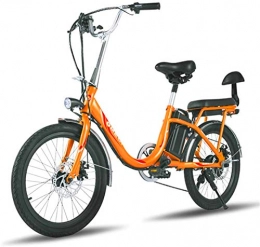 Fangfang vélo Vélos électriques, Ville Vélo électrique for adultes, 20 pouces Mini vélo électrique 7 Speed ​​Transmission Gears 48V 8Ah batterie Commute Ebike avec siège arrière à deux freins à disque, Orange , Bicy