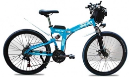 Fangfang vélo Vélos électriques, VTT, 48V électrique de vélo de Montagne, 26 Pouces Pliant E-Bike avec 4, 0" Fat pneus Roues Spoke, Suspension Haut de Gamme complète, Rouge, Bicyclette (Color : Blue)