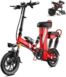 Fangfang vélo Vélos électriques, Vélo électrique 12" Roue Amovible 48V 350W 30Ah Batterie au Lithium Batterie étanche et Anti-poussière avec télécommande, Bicyclette (Color : Red, Size : Range:100km)