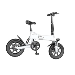 WASEK vélo WASEK Vélo électrique de 14 Pouces, Scooter Adulte de vélo, Vélo Pliant électrique, Mini vélo électrique, Vélo électrique de Banlieue (White 7.8A)