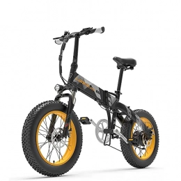 RICH BIT vélo X2000 vélo électrique Pliant 20 Pouces Gros Pneu 48v * 12, 8Ah Batterie écran LCD Vélo électrique à 7 Vitesses, autonomie de la Batterie jusqu'à 50 kilomètres (Noir Jaune)