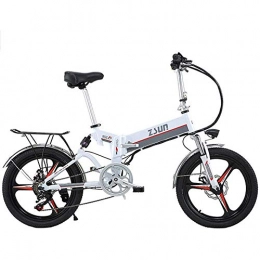 YSHUAI vélo YSHUAI Vélos Électriques, Vélos Électriques Pliants pour Les Adultes, Alliage De Magnésium, Vélo Tout Terrain, 20 Pouces, 350 W / 48 V, L'endurance 100 / 120 Km, Blanc, Endurance 120 km