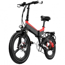 ZHIFENGLIU Vélos électriques ZHIFENGLIU Vlo Pliant lectrique De Montagne De 20 Pouces pour Adultes, Frein Disque Double Suspension en Alliage De Magnsium Ultra-Lger Vlo tanche La Poussire Et l'eau, Black Red, 10.4Ah