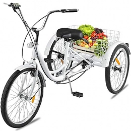 ZSMLB vélo ZSMLB Vélos de Route pour Adultes Vélos de montagneTricycles pour Adultes pour Femmes | Vélo Tricycle Adulte 7 Vitesses 24 Pouces vélo à Trois Roues | Tricycle Cruiser à Trois Roues avec Cadre tra