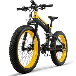 ZZQ vélo ZZQ 26 '' Fat Wheel Pliant vélo électrique 48V 13Ah 27 Vitesse Full Suspension Snow Mountain Double Frein à Disque hydraulique, Jaune