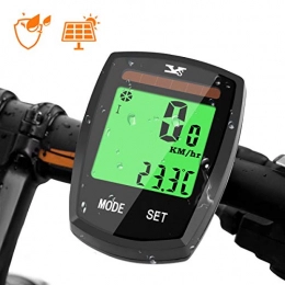 AODOOR Zubehör AODOOR Fahrradcomputer mit Sonnenenergie, Fahrradcomputer Drahtloser Wasserdichter Kilometerzähler Radcomputer, LCD-Hintergrundbeleuchtung Fahrradtacho Tachometer für Radsport (Upgrade Version)