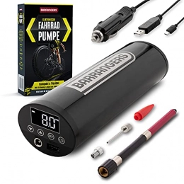 Barrangers Zubehör Barrangers | Elektrische Luftpumpe − 150 PSI (10bar) 2000mAh Akku Kompressor − Fahrradpumpe für Fahrrad, Auto & Motorrad − Licht & Powerbank