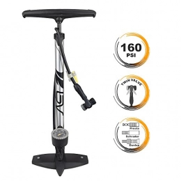 BV Fahrradpumpen BV FahrradPumpe, Ergonomische Standpumpe mit Barometer und Intelligentem Ventilkopf, 11 Bar, automatisch Reversibel, Presta und Schrader, Silber