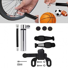 Eastbride Fahrradpumpen Eastbride Mini tragbares Fahrradfüllrohr, Pumpe aus Aluminiumlegierung + kleberfreie Reifenreparatur + Reifenhebel, passend für Presta & Schrader Valve-Silver