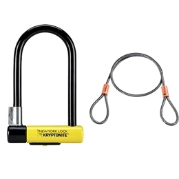 Kryptonite Fahrradschlösser Kryptonite New York Lock Standard (10x20cm) Fahrradschloss, Yellow, 10 x 20 cm & Schlaufenkabel Krypto Flex 76 cm, ⌀5mm