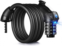 XJYDS Zubehör XJYDS Fahrradschloss mit LED High, High Security Bicycle Cable Lock Bike Chain Lock 1.5m 4-stellige Code-Kombination Bike-Lock für Fahrrad-Roller